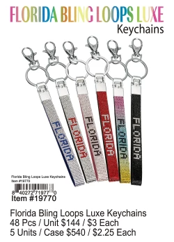 Florida Bling Loops Luxe Keychains 48 Pcs.